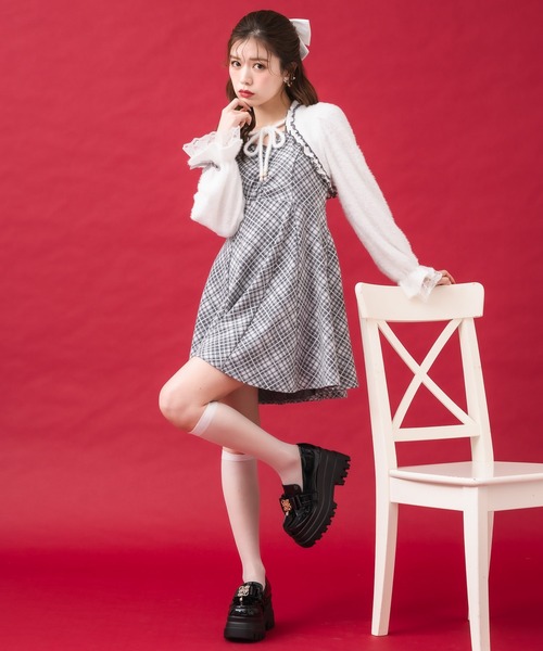 NOMAE シャギーボレロロングチェックワンピース NOMAE（ノーマエ）の「シャギーボレロロングチェックワンピース