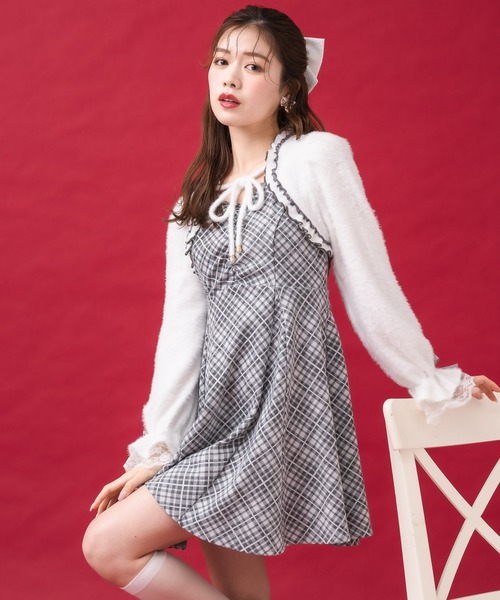 couture BY ROJITA（クチュールバイロジータ）の「【ミニ丈・ロング丈あり】シャギーボレロドッキングワンピース（ワンピース・レディース・ピンク/グレー/ブラック・FREE/MEDIUM）」の17枚目の写真