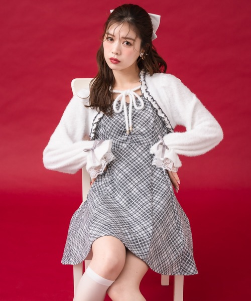 couture BY ROJITA（クチュールバイロジータ）の「【ミニ丈・ロング丈あり】シャギーボレロドッキングワンピース（ワンピース・レディース・ピンク/グレー/ブラック・FREE/MEDIUM）」の18枚目の写真