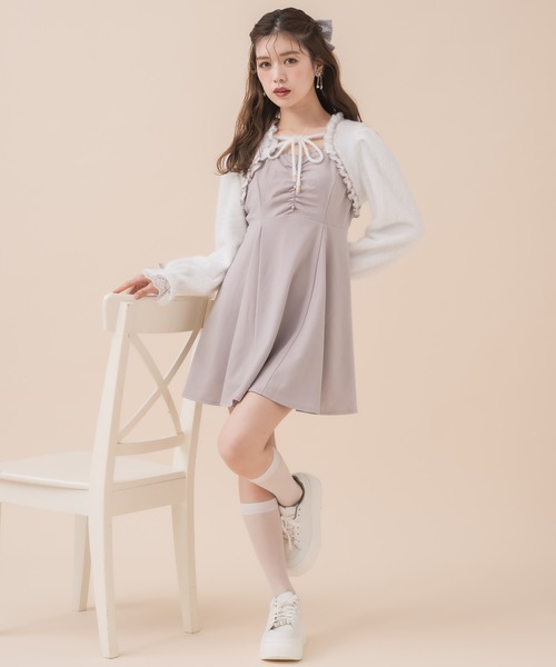 couture BY ROJITA（クチュールバイロジータ）の「【ミニ丈・ロング丈あり】シャギーボレロドッキングワンピース（ワンピース・レディース・ピンク/グレー/ブラック・FREE/MEDIUM）」の22枚目の写真