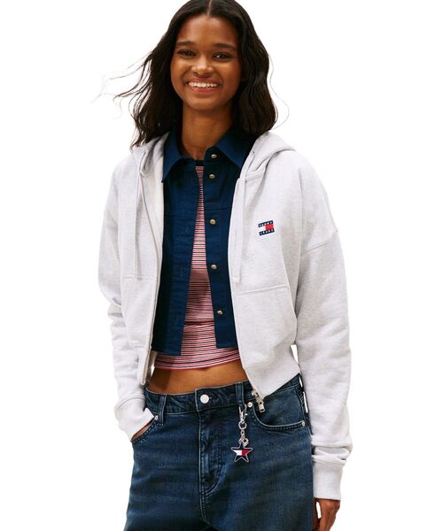 ボクシークロップドジップアップパーカー（スウェット）｜TOMMY JEANS