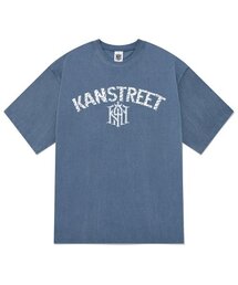 KTPN0174 レタリングオールドカンピグメント半袖Tシャツ - ブルー