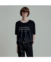 LMOOD（エルムード）の「クラックメッセージスラブハーフスリーブTシャツブラック（Tシャツ/カットソー）」