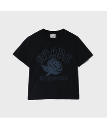 ウィメンズローズスプレー半袖Tシャツ_ブラック