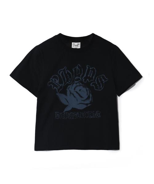 PHYSICAL DEPARTMENT(フィジカル デパートメント)の「ウィメンズローズスプレー半袖Tシャツ_ブラック(Tシャツ/カットソー・レディース・その他・SMALL/MEDIUM)」の2枚目の写真