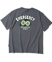 ダブルデイジーフラワーグラフィックTシャツ - グレー
