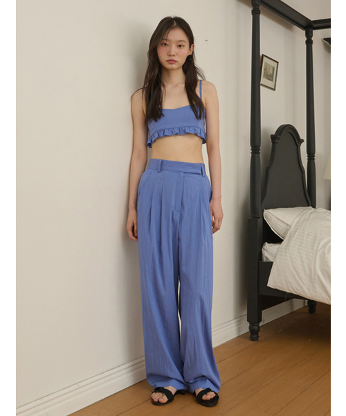 セール】ワイドツーピンタックパンツ_ヴィンテージブルー（スラックス