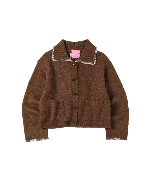 COMONINOZ（コモニノズ）の「W BOUCLE SWEATER CARDIGAN [BROWN]（カーディガン/ボレロ・レディース・ブラウン・FREE）」の2枚目の写真