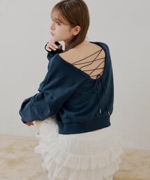【SALON by Chico/一部店舗限定】バックレースアップクルースウェット