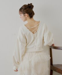 Chico（チコ）の「【SALON by Chico】バックレースアップクルースウェット（Tシャツ/カットソー）」