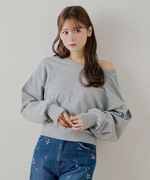 Chico(チコ)の「【SALON by Chico/一部店舗限定】バックレースアップクルースウェット(Tシャツ/カットソー・レディース・グレー/アイボリー/ネイビー・FREE)」の13枚目の写真