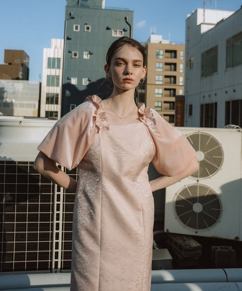 スーツ・フォーマル・ドレス et.UNiVER Puff-sleeve Jacquard Dress Puff-sleeve Jacquard Dress（ドレス）｜et.UNiVER（エトユニベール