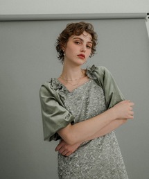 Puff-sleeve Jacquard Dress