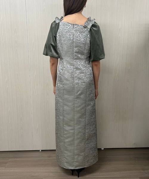 Puff-sleeve Jacquard Dress（ドレス）｜et.UNiVER（エトユニベール