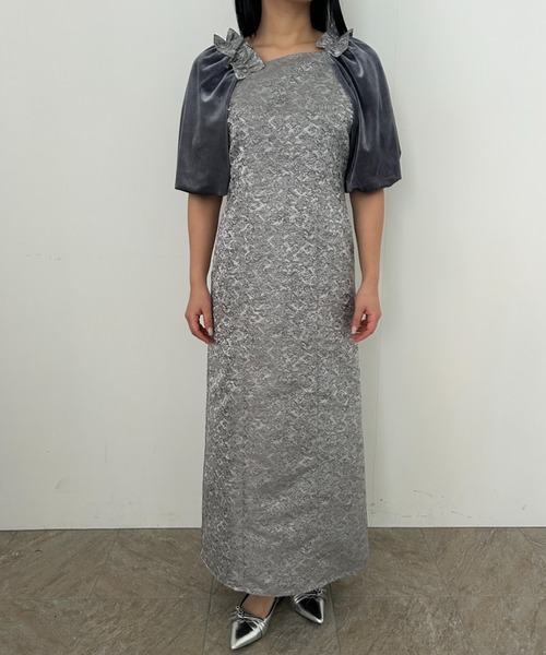 Puff-sleeve Jacquard Dress（ドレス）｜et.UNiVER（エトユニベール