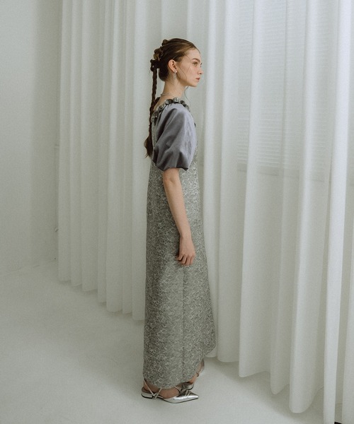 Puff-sleeve Jacquard Dress（ドレス）｜et.UNiVER（エトユニベール