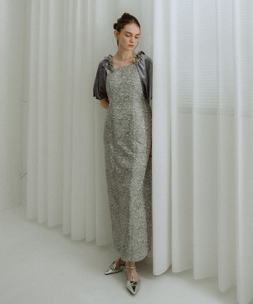 et.UNiVER(エトユニベール)の「Puff-sleeve Jacquard Dress(ドレス・レディース・ブルーグレー/グリーン/ピンク/ベージュ・SMALL/MEDIUM/LARGE)」の17枚目の写真