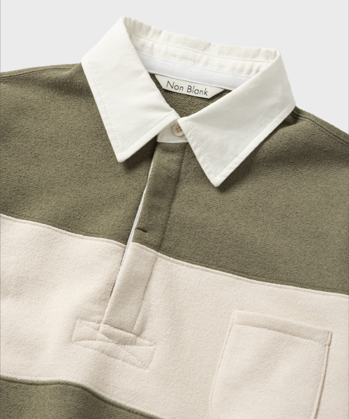 NONBLANK(ノンブランク)の「ブークルラグビーTシャツ_カーキ(ポロシャツ・メンズ・カーキ・MEDIUM/LARGE/X-LARGE)」の3枚目の写真