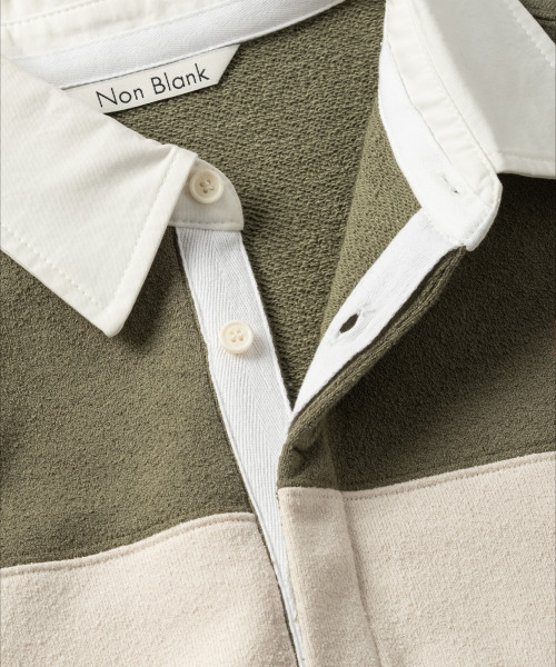 NONBLANK(ノンブランク)の「ブークルラグビーTシャツ_カーキ(ポロシャツ・メンズ・カーキ・MEDIUM/LARGE/X-LARGE)」の5枚目の写真