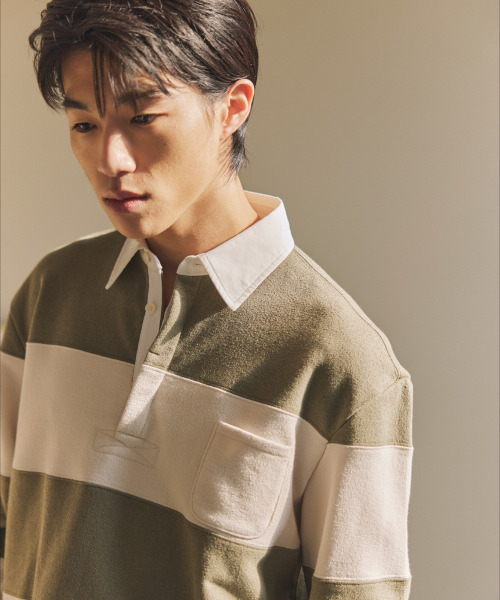 NONBLANK(ノンブランク)の「ブークルラグビーTシャツ_カーキ(ポロシャツ・メンズ・カーキ・MEDIUM/LARGE/X-LARGE)」の9枚目の写真
