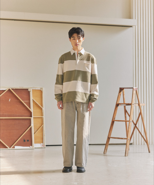 NONBLANK(ノンブランク)の「ブークルラグビーTシャツ_カーキ(ポロシャツ・メンズ・カーキ・MEDIUM/LARGE/X-LARGE)」の10枚目の写真