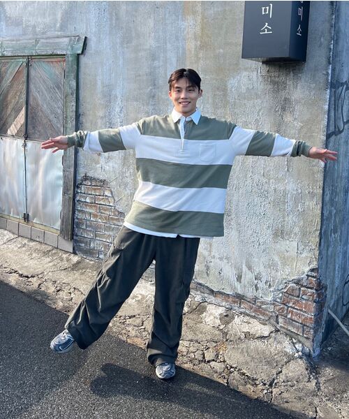 NONBLANK(ノンブランク)の「ブークルラグビーTシャツ_カーキ(ポロシャツ・メンズ・カーキ・MEDIUM/LARGE/X-LARGE)」の18枚目の写真