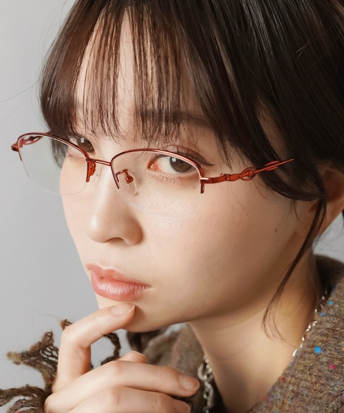 ハーフリム伊達メガネ/スクエア細カラーフレーム（メガネ）｜SPINNS