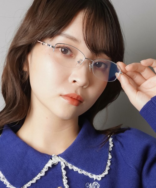 ハーフリム伊達メガネ/スクエア細カラーフレーム（メガネ）｜SPINNS