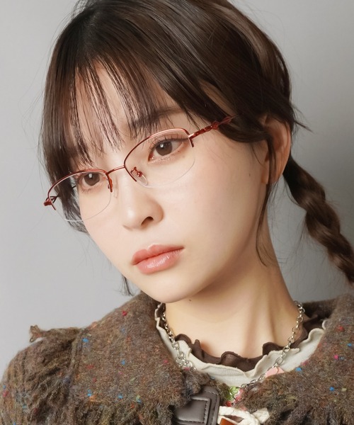 ハーフリム伊達メガネ/スクエア細カラーフレーム（メガネ）｜SPINNS