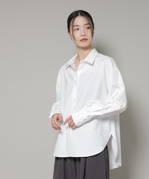 NANO universe(ナノユニバース)の「コットンライクタイプライターベーシックシャツ(シャツ/ブラウス・レディース・ベージュ/ブルー/ホワイト・FREE)」の4枚目の写真