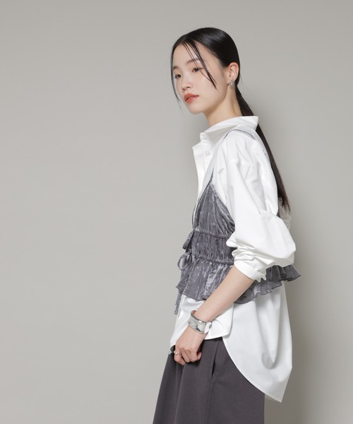 NANO universe(ナノユニバース)の「コットンライクタイプライターベーシックシャツ(シャツ/ブラウス・レディース・ベージュ/ブルー/ホワイト・FREE)」の6枚目の写真