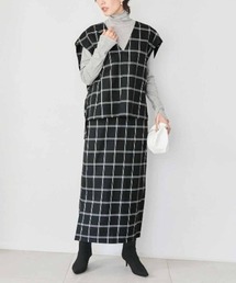【上下セット】野々村友紀子さん×IEDIT うまく体形を隠しておしゃれは諦めない迷わず着まわせる大人なウィンドウペン柄のセットアップ