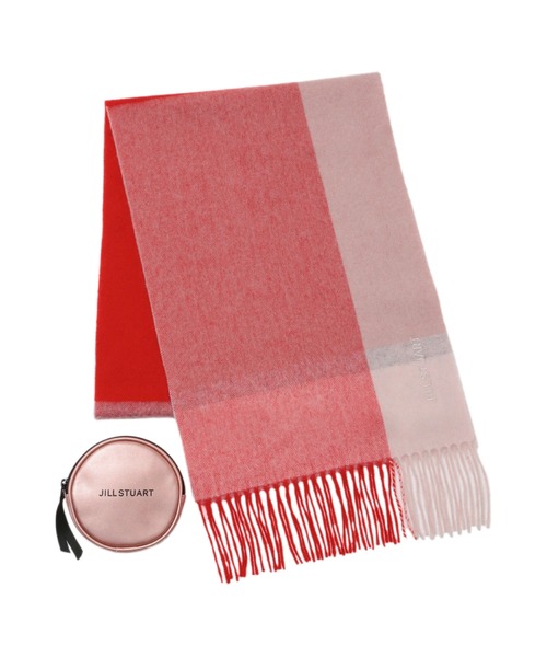 JILL STUART（ジルスチュアート）の「【数量限定】ノベルティ付き カシミヤチェックマフラー（マフラー・レディース・パープル/サックスブルー/ピンク/レッド・FREE）」の4枚目の写真