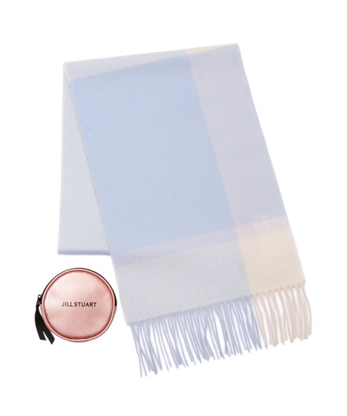 JILL STUART（ジルスチュアート）の「【数量限定】ノベルティ付き カシミヤチェックマフラー（マフラー・レディース・パープル/サックスブルー/ピンク/レッド・FREE）」の2枚目の写真