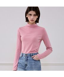 Basic Slim Turtleneck T-shirt [Pink]