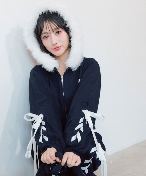 レースアップジップパーカー（パーカー）｜OLIVE des OLIVE（オリーブ