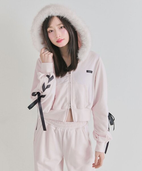 OLIVE des OLIVE(オリーブデオリーブ)の「レースアップジップパーカー(パーカー・レディース・ピンク/ブラック/トップグレー・FREE)」の18枚目の写真