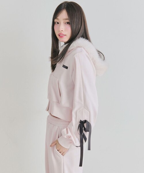 OLIVE des OLIVE(オリーブデオリーブ)の「レースアップジップパーカー(パーカー・レディース・ピンク/ブラック/トップグレー・FREE)」の21枚目の写真