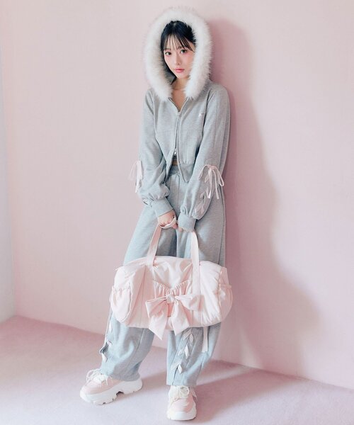 OLIVE des OLIVE(オリーブデオリーブ)の「レースアップジップパーカー(パーカー・レディース・ピンク/ブラック/トップグレー・FREE)」の13枚目の写真