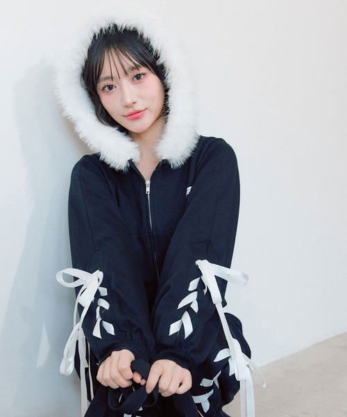 セール】レースアップジップパーカー（パーカー）｜OLIVE des OLIVE