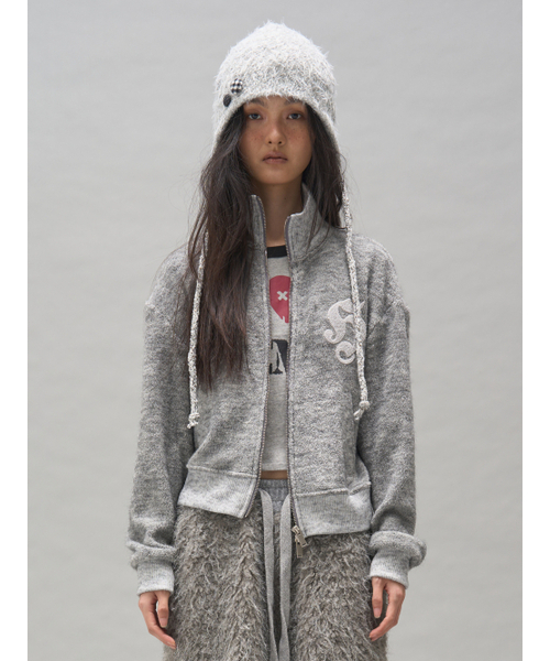 SOMSOC(ソムソック)の「SYMBOL HAIRY KNIT ZIP-UP_M.GREY(その他アウター・レディース・その他・FREE)」の1枚目の写真