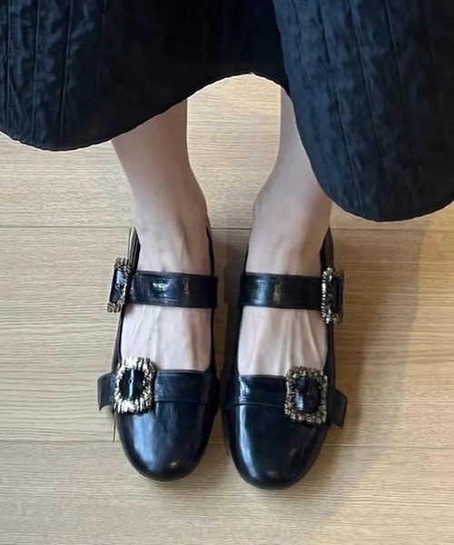 Lace Ladies(レースレディース)の「スクエア バックル ダブル ベルト パンプス(パンプス・レディース・ブラック/ブラウン・22.5cm/23cm/23.5cm/24cm/25cm/24.5cm)」の6枚目の写真