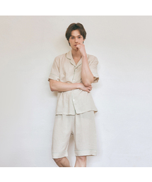 LUNALUZ STUDIO（ルナルス）の「Men's Abze Linen Cotton Short Sleeve Collared Two-Piece Pajamas（ルームウェア/パジャマ）」