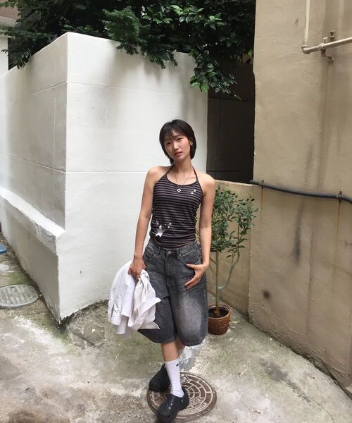 MIHEV（ミヘブ）の「ストライプホルターネックトップス（Tシャツ/カットソー・レディース・その他・FREE）」の2枚目の写真