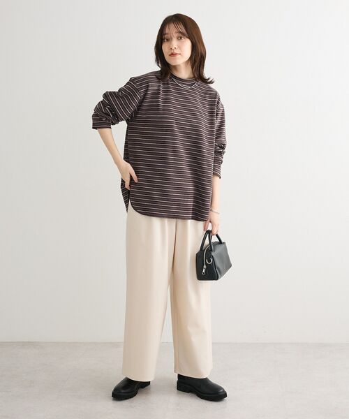 Green　Parks（グリーンパークス）の「なめらかタッチマルチボーダープルオーバー（Tシャツ/カットソー・レディース・ブラウン/チャコールグレー/アイボリー・FREE）」の19枚目の写真