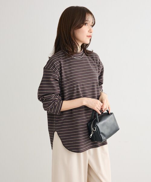 Green　Parks（グリーンパークス）の「なめらかタッチマルチボーダープルオーバー（Tシャツ/カットソー・レディース・ブラウン/チャコールグレー/アイボリー・FREE）」の22枚目の写真