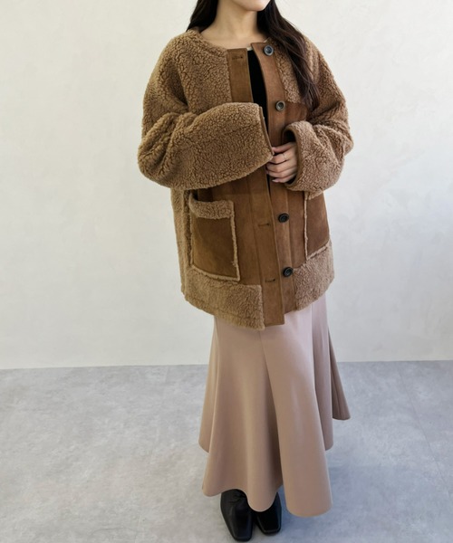 MISCH MASCH（ミッシュマッシュ）の「一部店舗限定 ムートン切替ボアコート（その他アウター・レディース・ベージュ/ブラウン・ﾌﾘ-）」の21枚目の写真