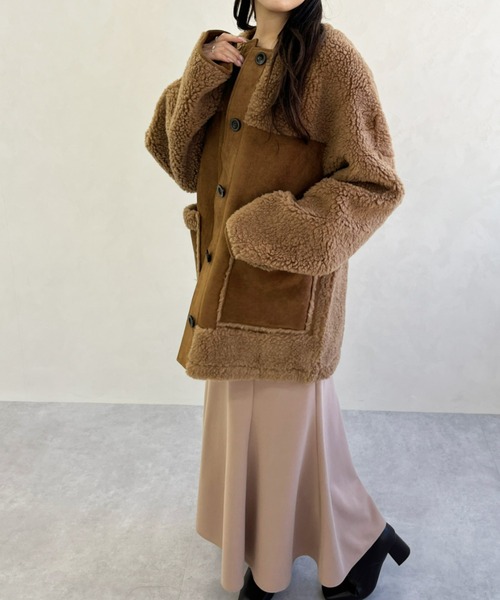 MISCH MASCH（ミッシュマッシュ）の「一部店舗限定 ムートン切替ボアコート（その他アウター・レディース・ベージュ/ブラウン・ﾌﾘ-）」の19枚目の写真
