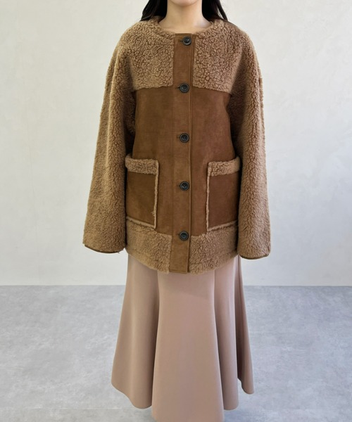 MISCH MASCH（ミッシュマッシュ）の「一部店舗限定 ムートン切替ボアコート（その他アウター・レディース・ベージュ/ブラウン・ﾌﾘ-）」の18枚目の写真