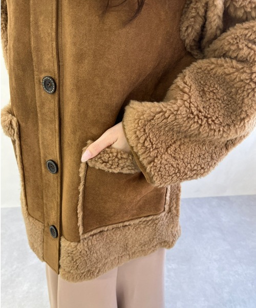 MISCH MASCH（ミッシュマッシュ）の「一部店舗限定 ムートン切替ボアコート（その他アウター・レディース・ベージュ/ブラウン・ﾌﾘ-）」の13枚目の写真